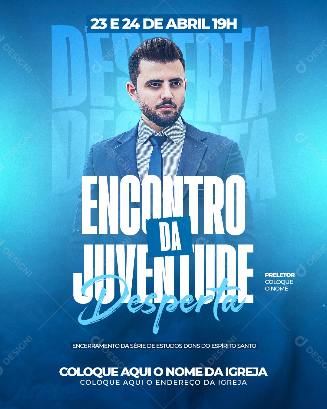 Social Media Flyer Igrejas Encontro da Juventude PSD Editável