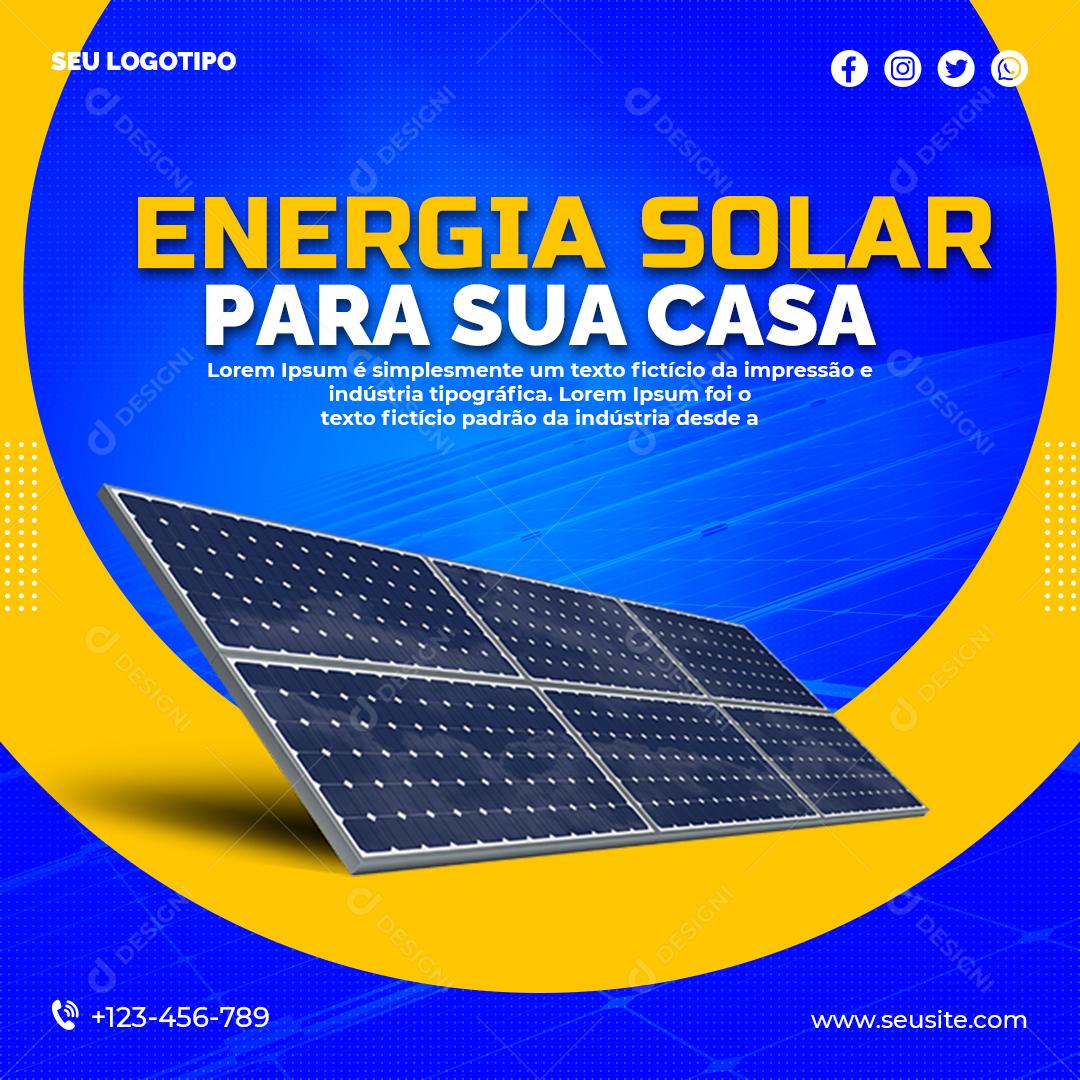 Energia Solar para sua Casa Social Media PSD Editável