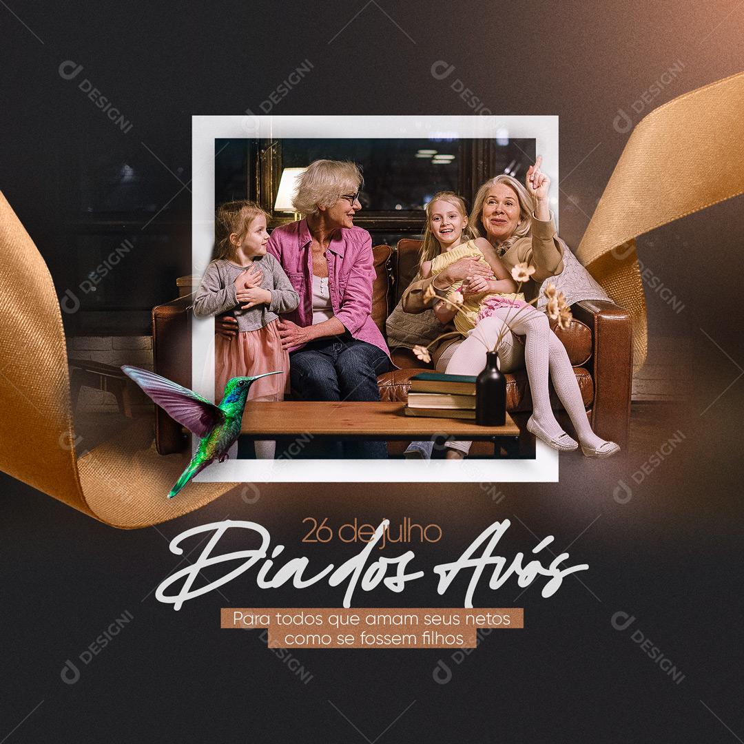 Post Dia Dos Avós Para Todos Que Amam Seus Netos Como se Fossem Filhos Social Media PSD Editável