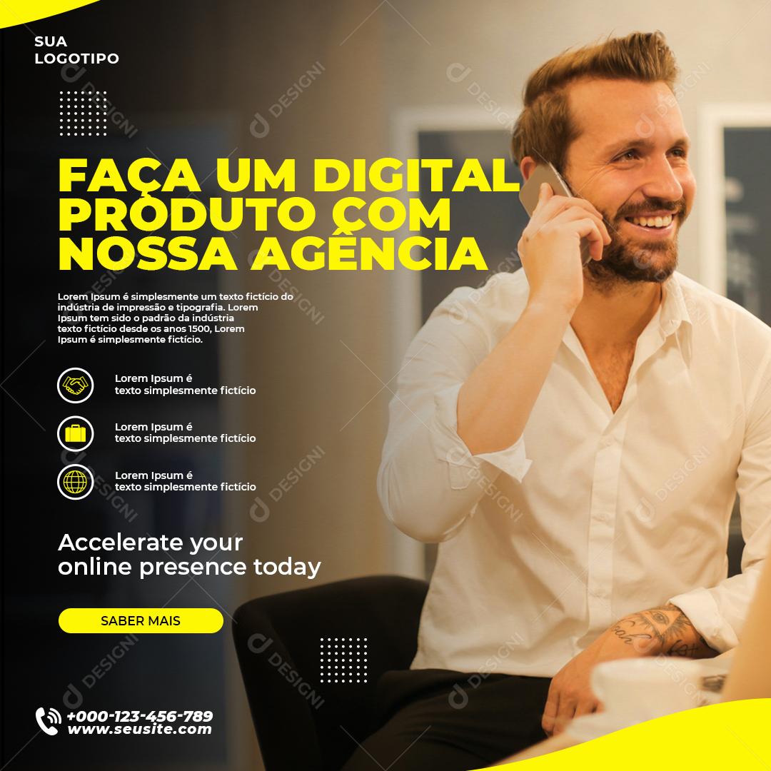Social Media Faça um Digital produto com Nossa Agência Marketing PSD Editável