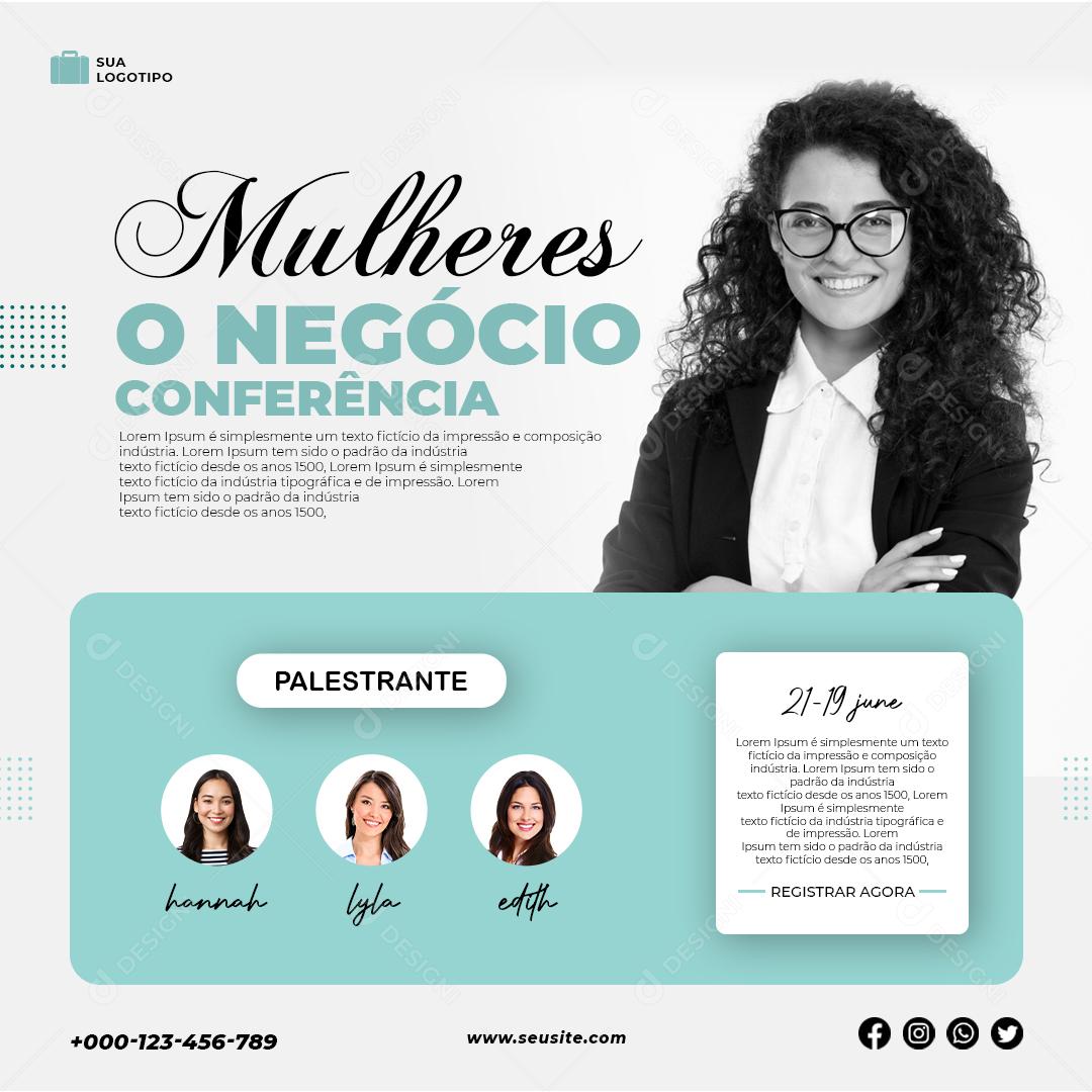 Social Media Mulheres O Negócio Conferência Marketing PSD Editável