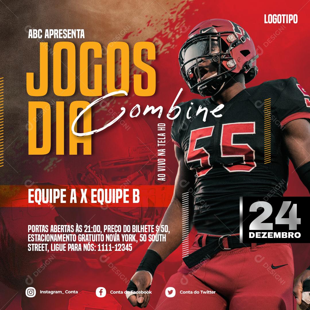 Social Media Jogos Dia Combine Futebol Americano PSD Editável