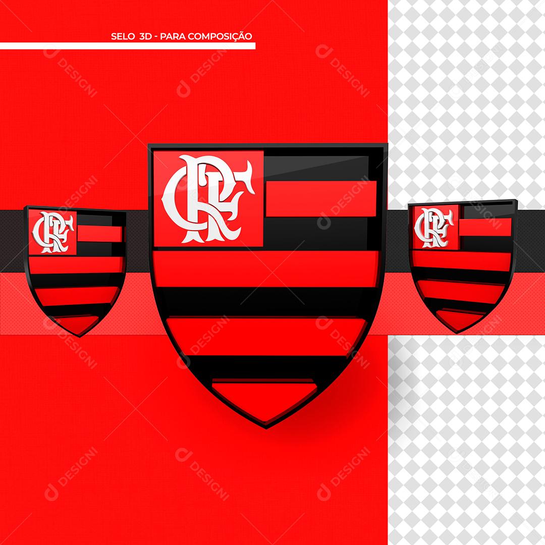 Brasão 3D do Flamengo Elemento para Composição PSD