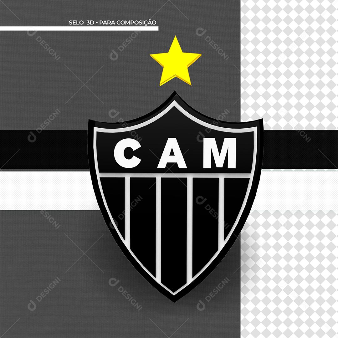Brasão 3D do Atlético Mineiro Elemento para Composição PSD