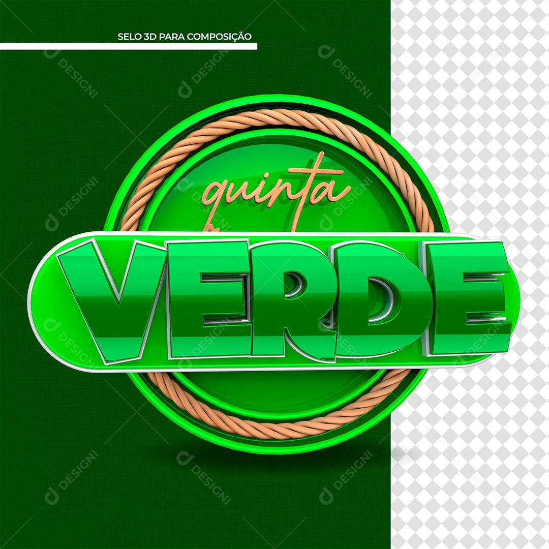 Quinta Verde Selo 3D para Composição PSD