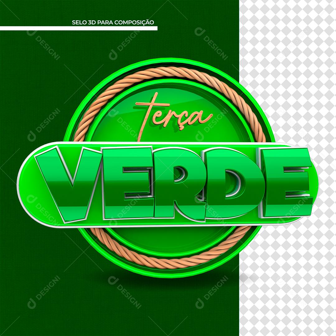 Terça Verde Selo 3D para Composição PSD
