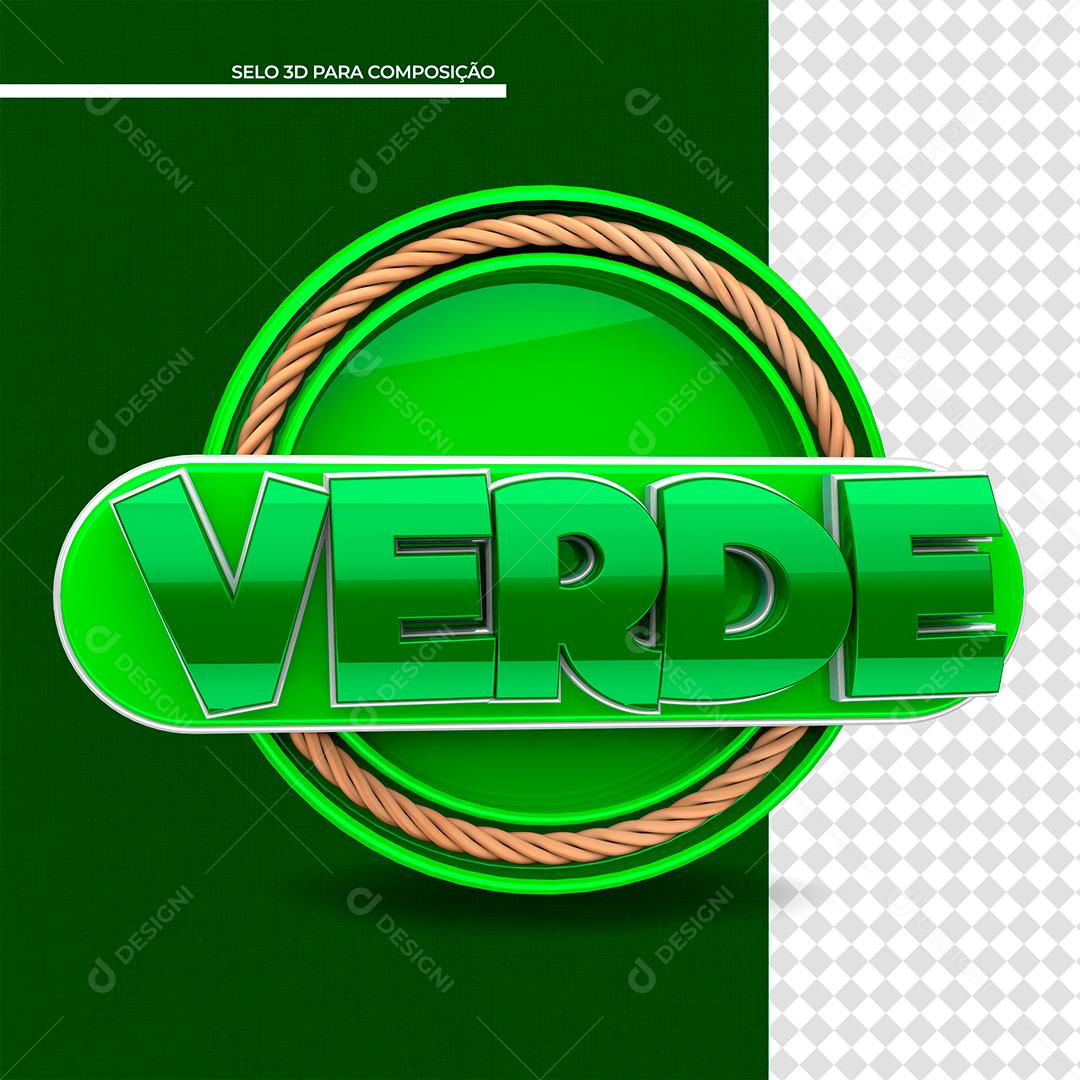 Verde Selo 3D para Composição PSD