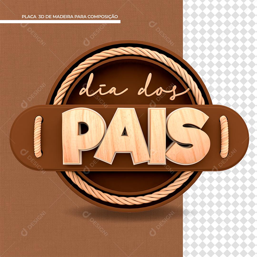 Dia dos Pais Selo 3D Marom para Composição PSD