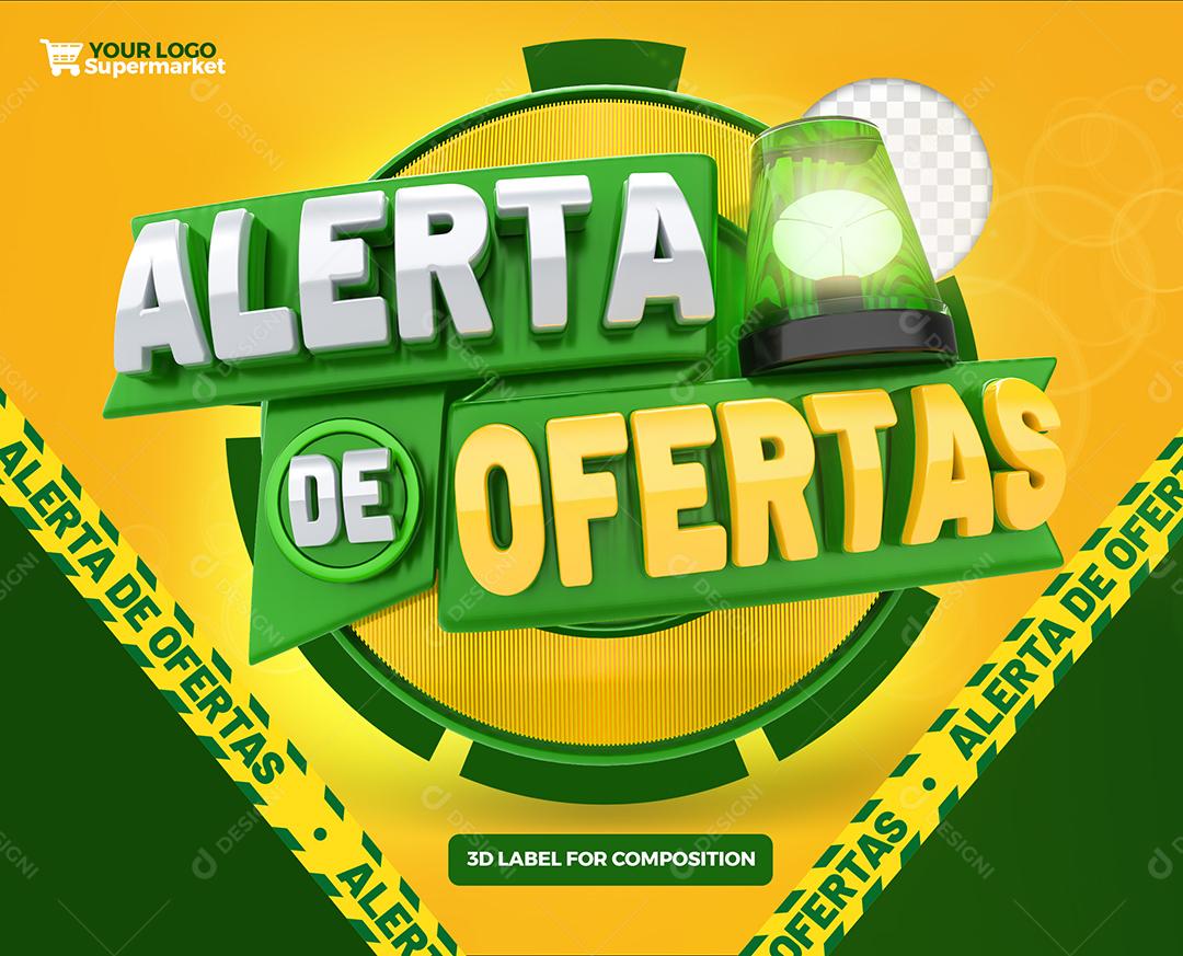 Alerta de Promoção Selo 3D Verde e Amarelo Para Composição PSD