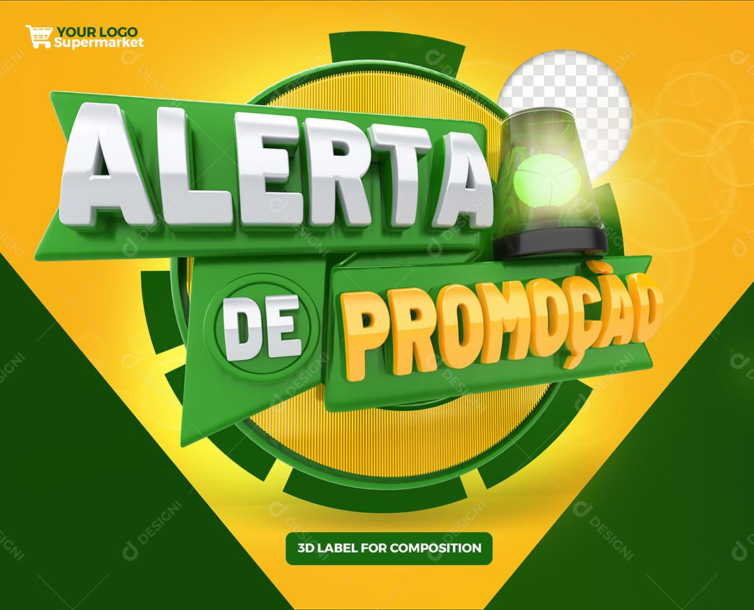 Alerta de Promoção Selo 3D Verde e Amarelo Para Composição PSD