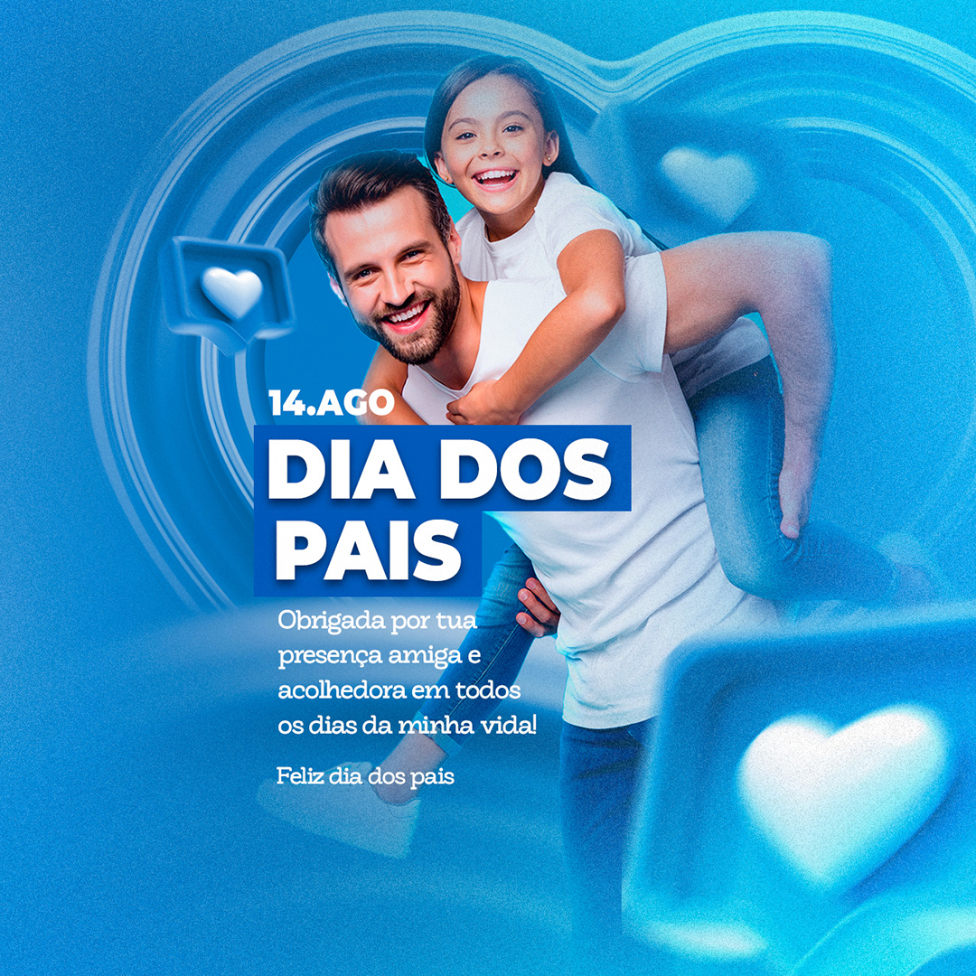Social Media Obrigada por Tua Presença Amiga e Colhedora Feliz Dia dos Pais PSD Editável