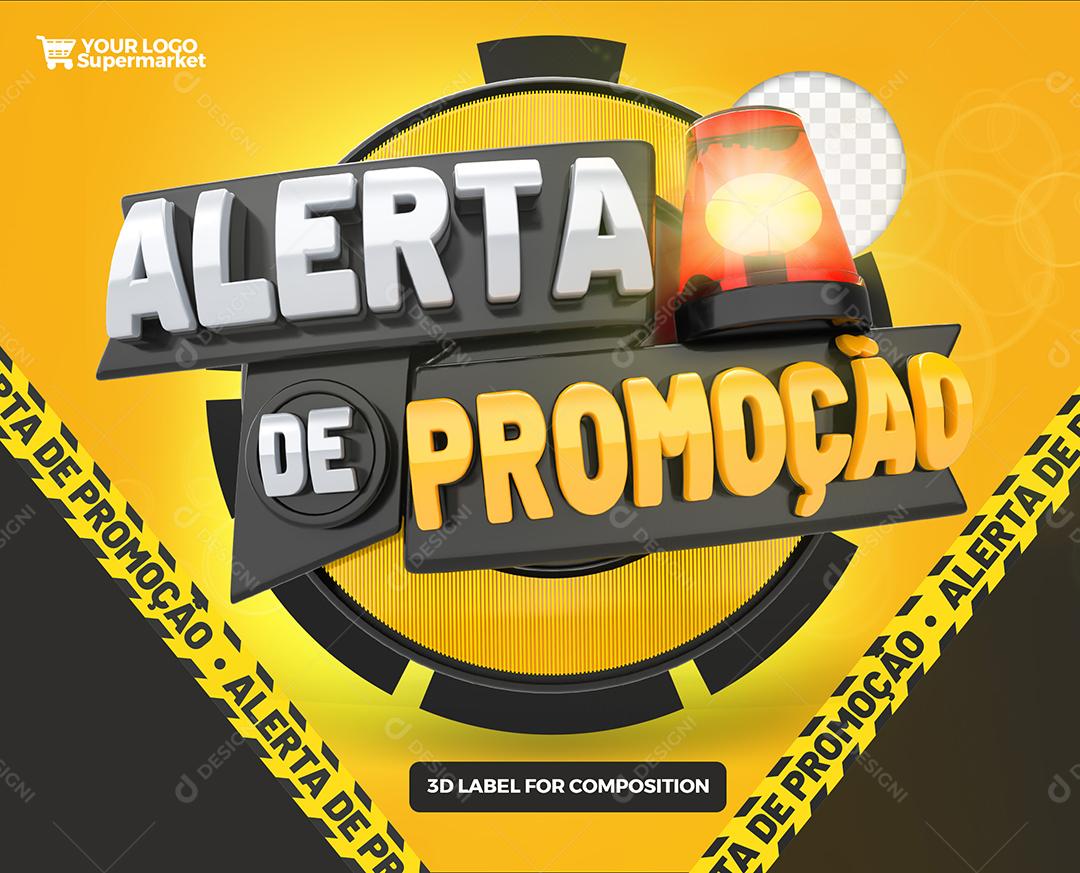Alerta de Promoção Selo 3D Preto e Amarelo para Composição PSD