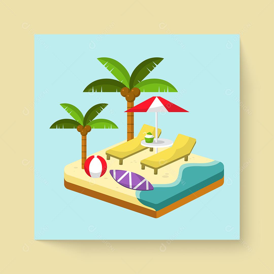 Ícones de viagens de verão no vetor de desenho animado