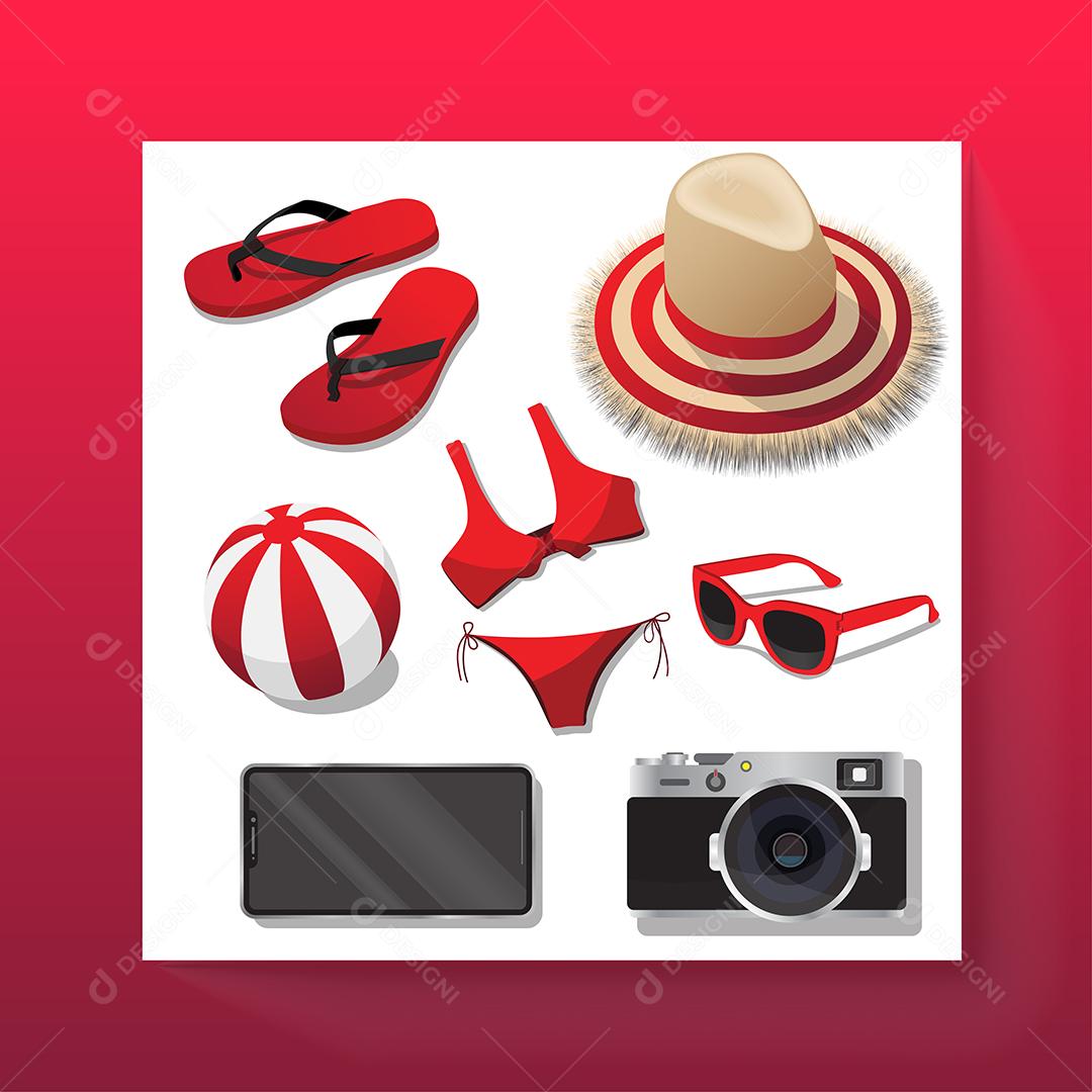 Vetor de ícones de praia de verão