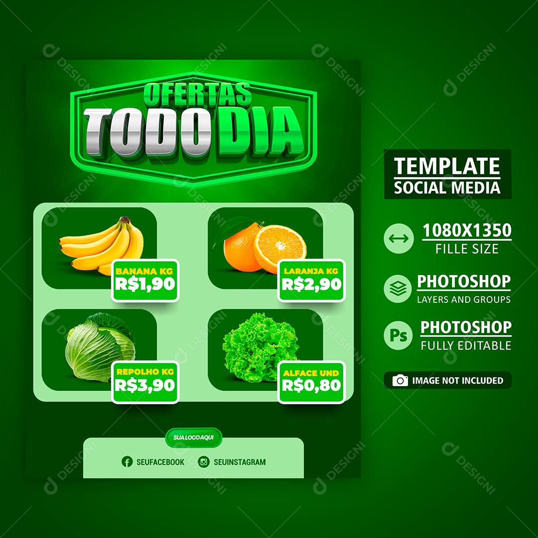 Template Social Media Ofertas Todo Dia Hortifruti PSD Editável