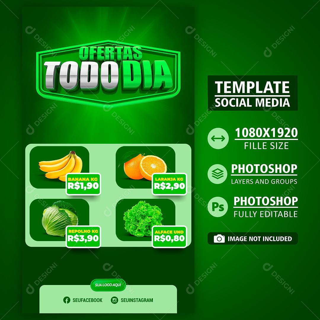 Social Media Template Ofertas Todo Dia Hortifruti PSD Editável