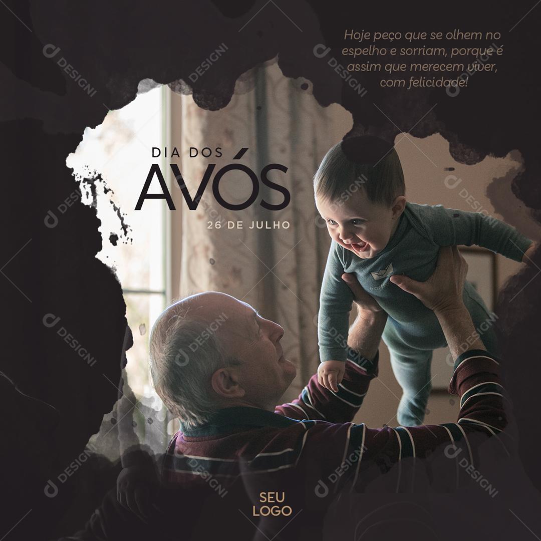 Hoje peço que se olhem no Espelho e Sorriam Dia dos Avós Social Media PSD Editável