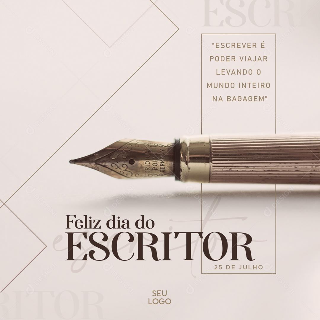 Social Media Escrever é poder Viajar Levando o Mundo Dia Nacional do Escritor PSD Editável