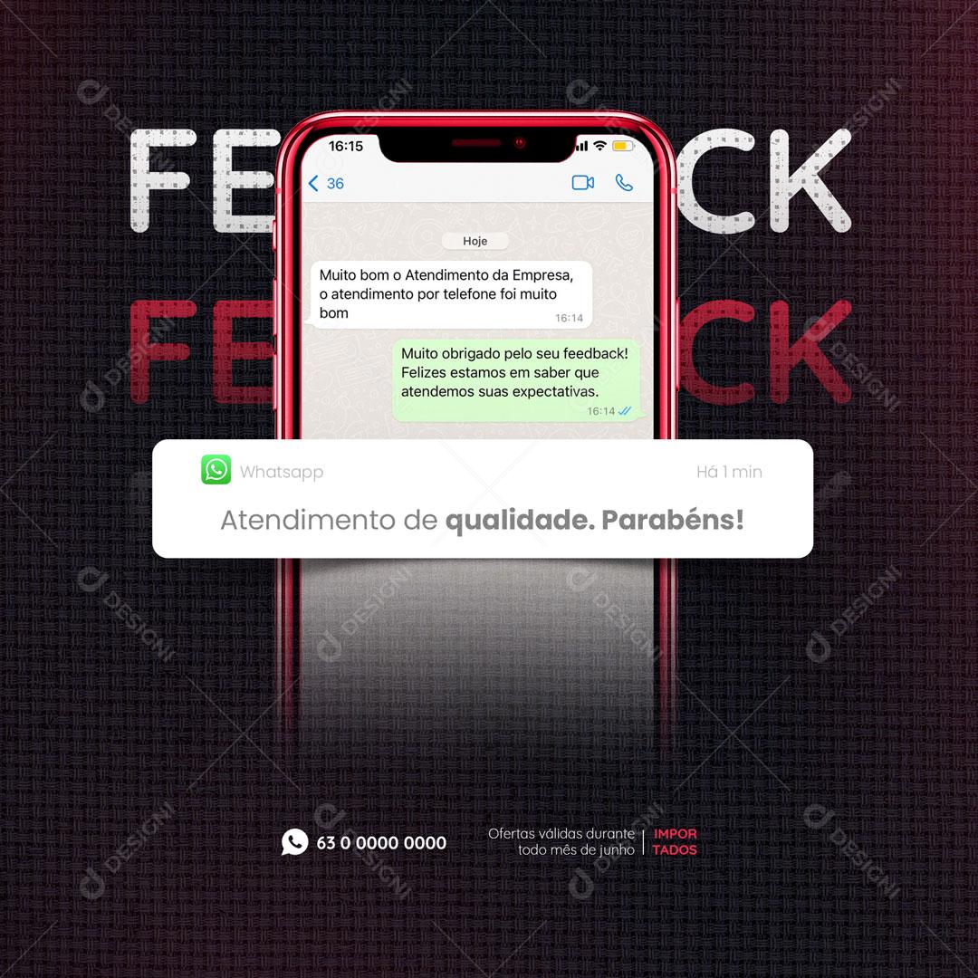 Feedback Loja de Importados Atendimento de Qualidade Social Media PSD Editável