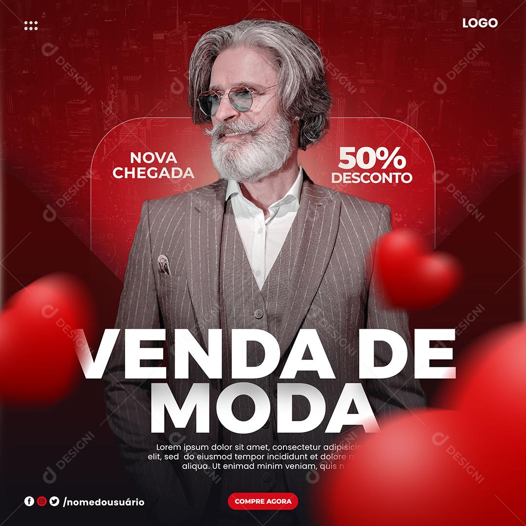 Social Media Venda de Moda Nova Chegada 50% Desconto Lojas PSD Editável