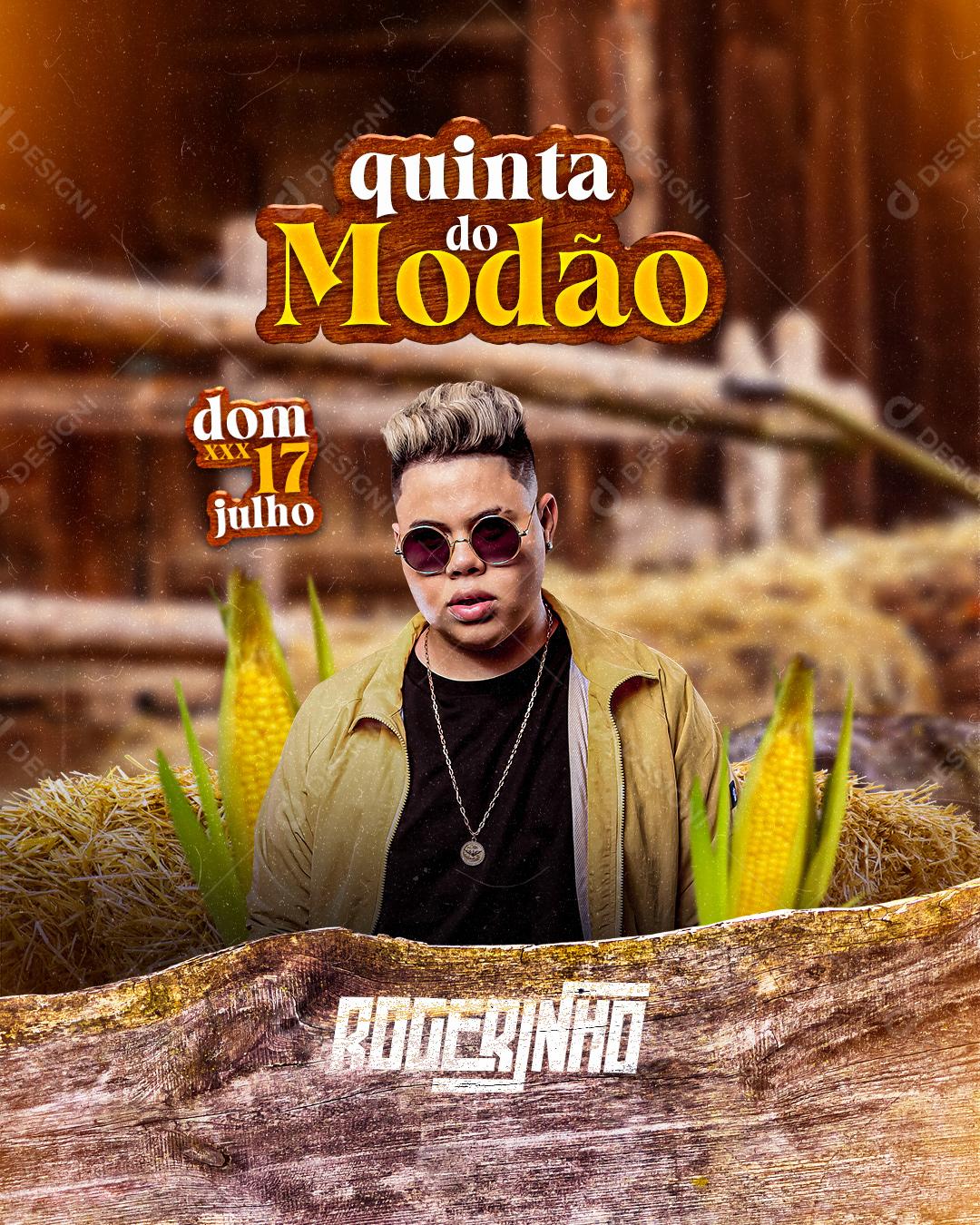 Flyer Quinta do Modão Show Rogerinho Social Media PSD Editável