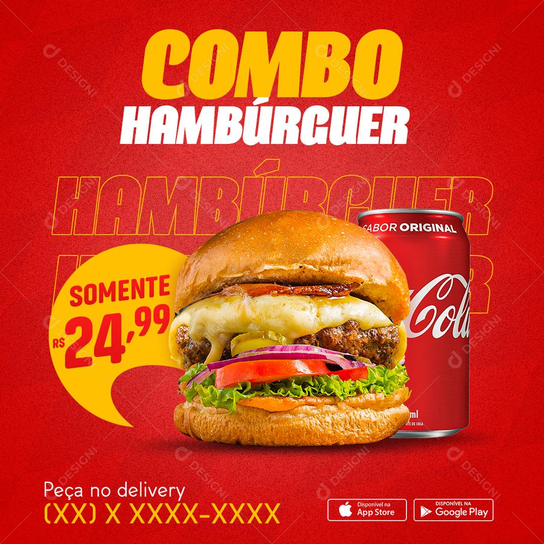 Social Media Hamburgueria Combo Hambúrguer Lanchonetes PSD Editável