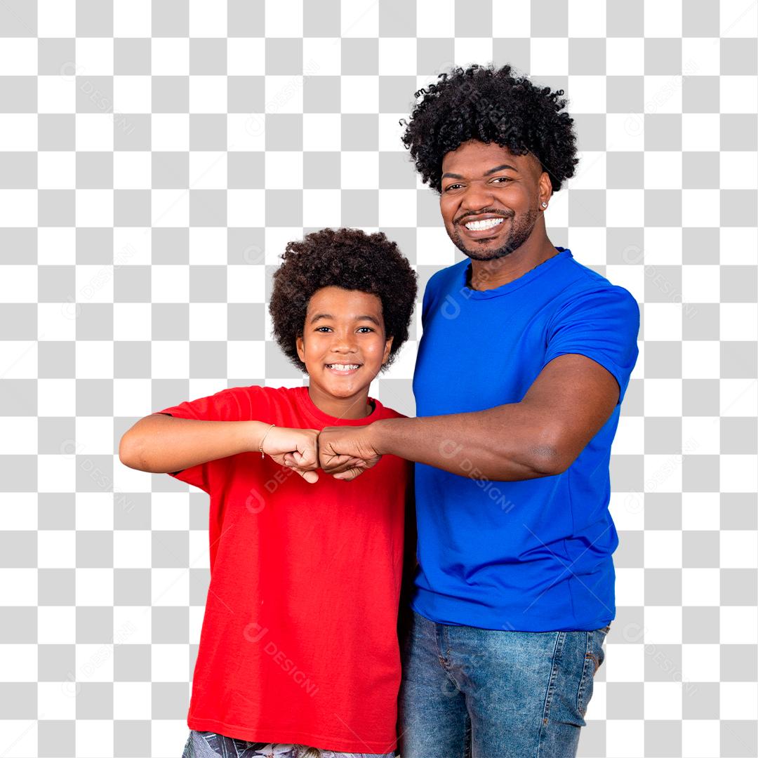 Pai e filho comemorando feliz pelo dia dos pais ou dia das crianças