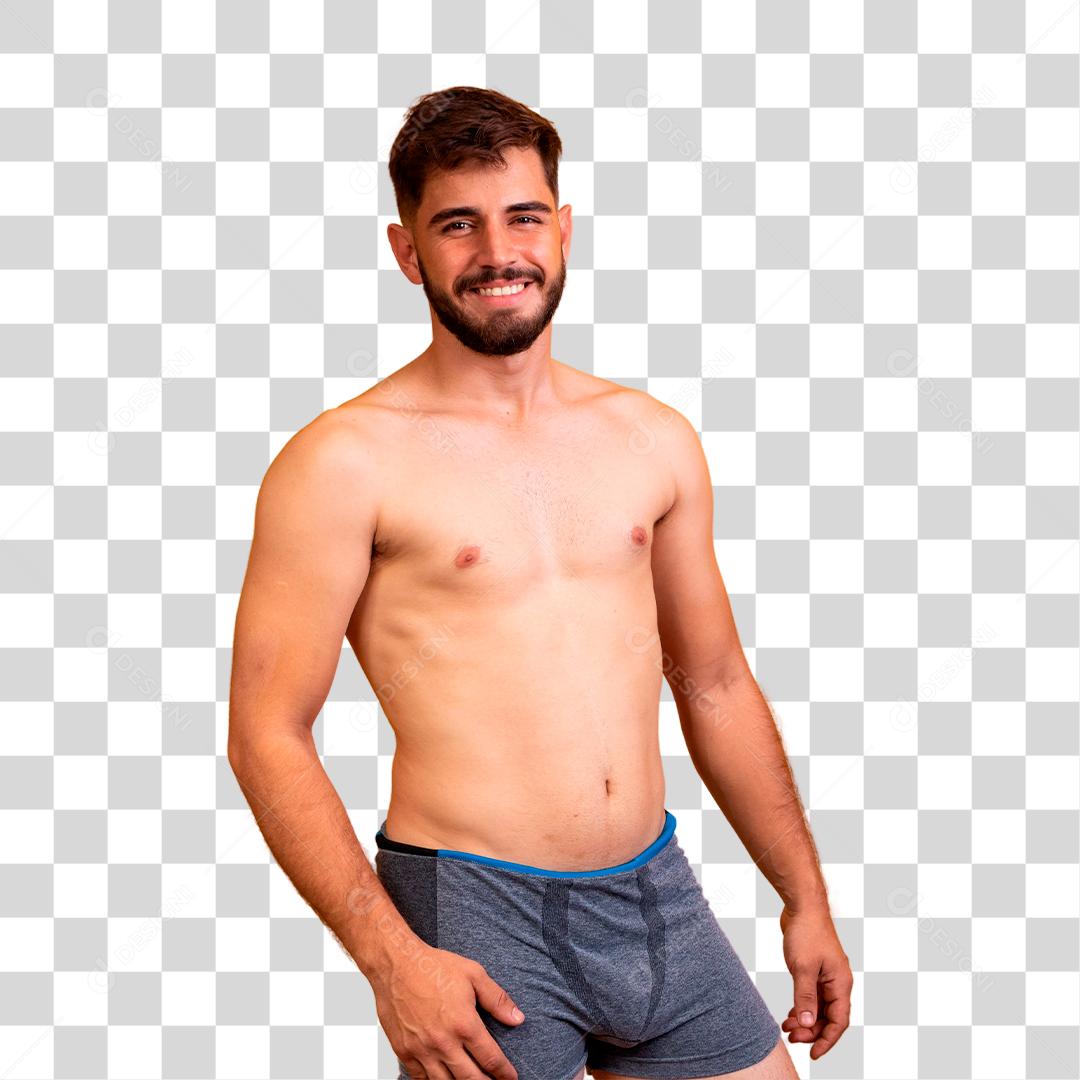 jovem de cueca de frente para a câmera