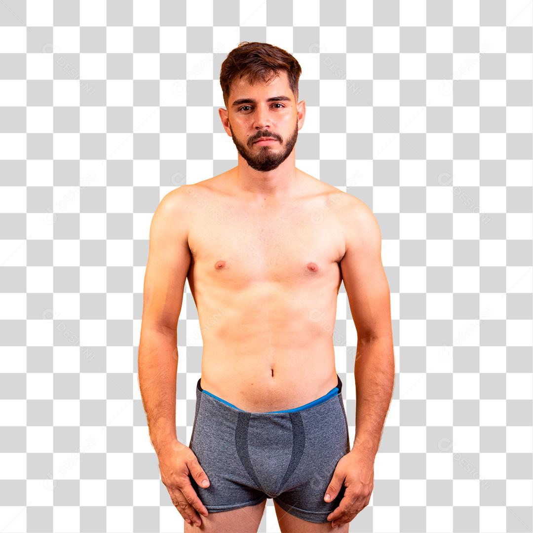 jovem de cueca de frente para a câmera