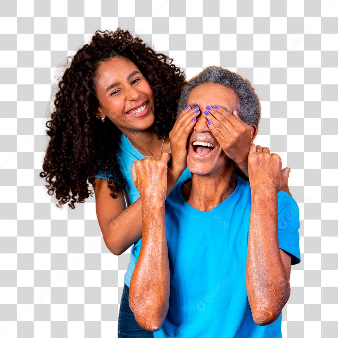 Father and daughter playing daughter covering her eyes