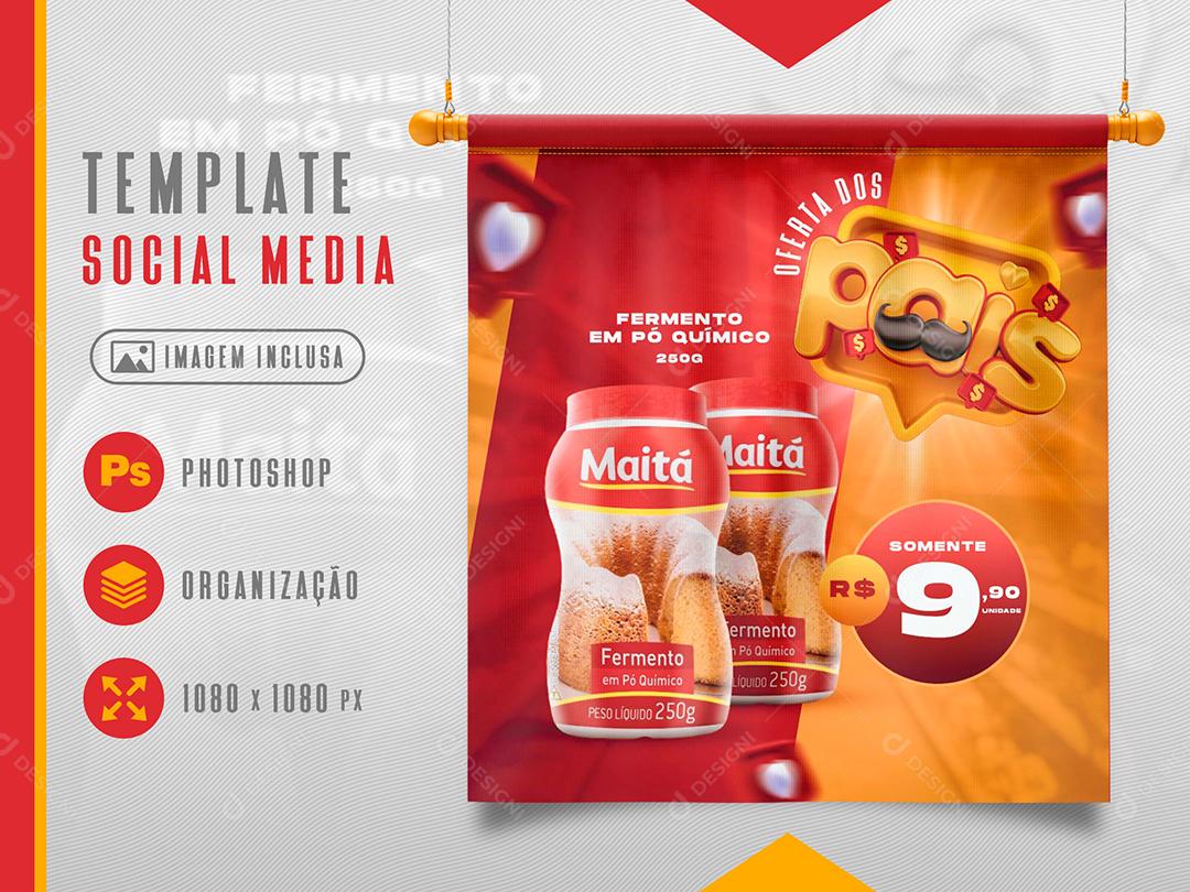 Social Media Oferta dos pais Fermento em pó Supermercado PSD Editável