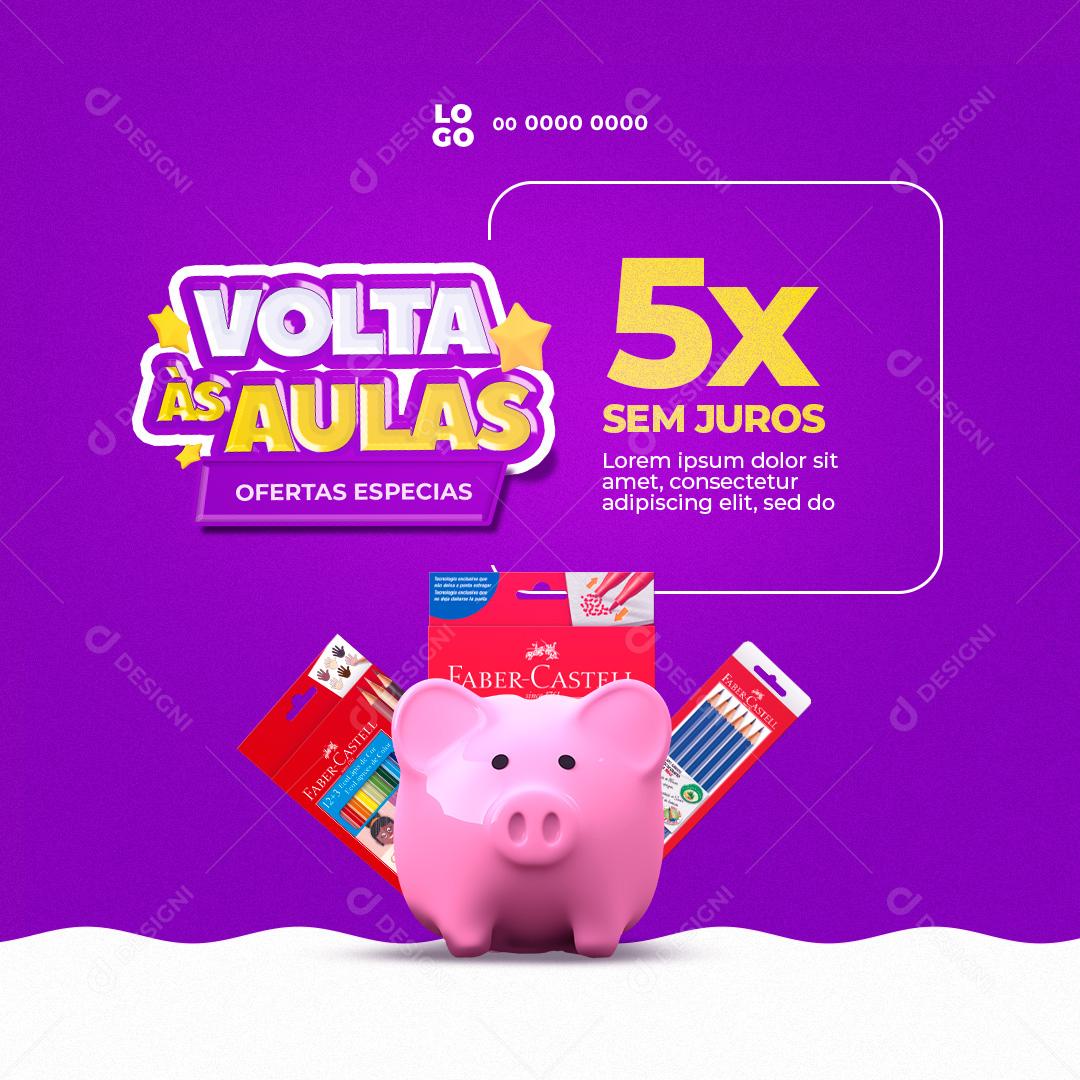 Social Media Papelaria Volta às Aulas Ofertas Especiais PSD Editável