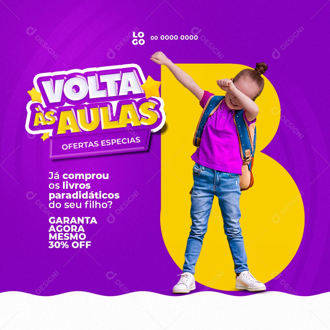Social Media Papelaria Volta às Aulas Ofertas Especiais PSD Editável