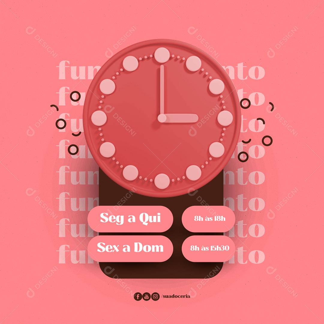 Social Media Horário de Funcionamento Doceria PSD Editável