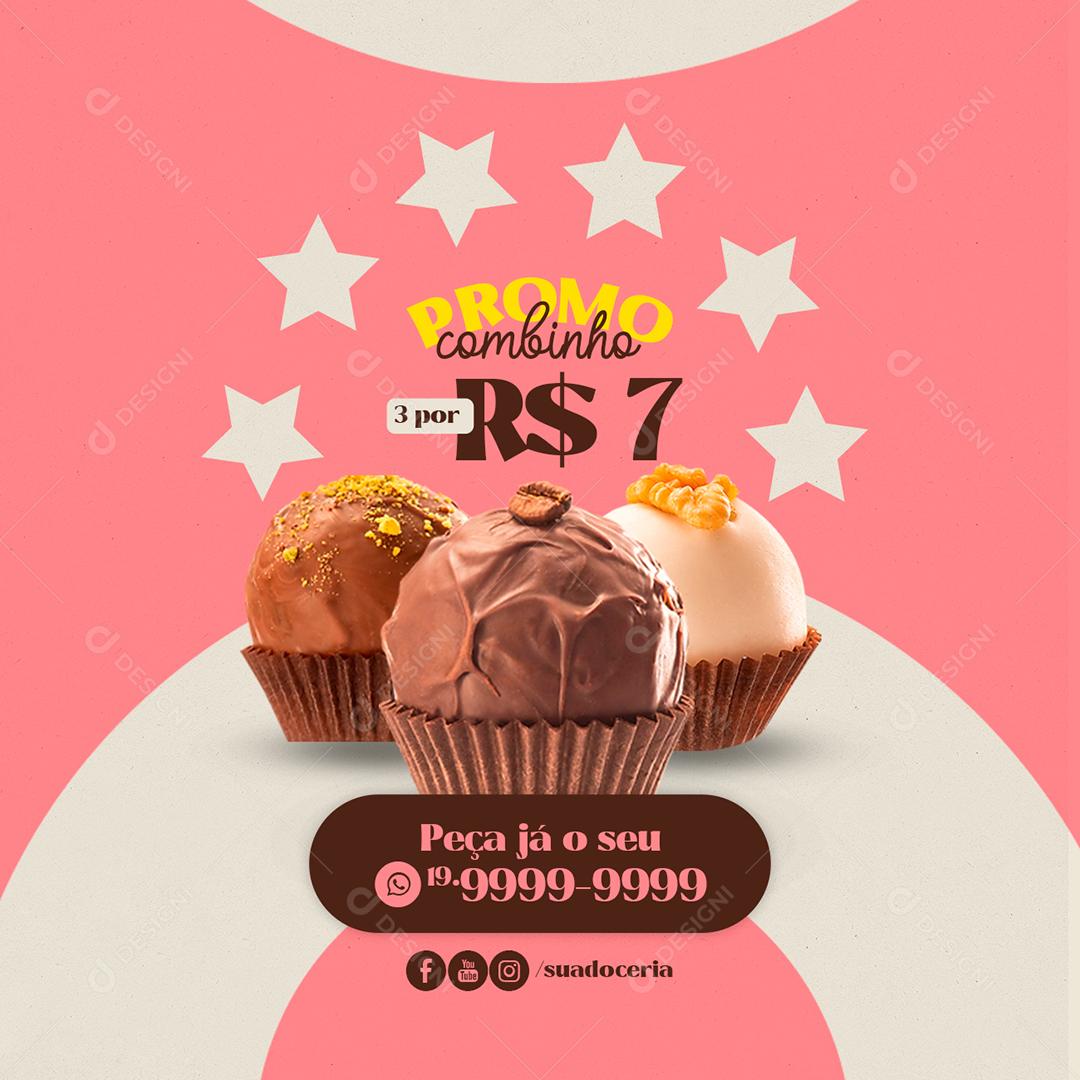 Social Media Promo Combinho Peça já o Seu Doceria PSD Editável