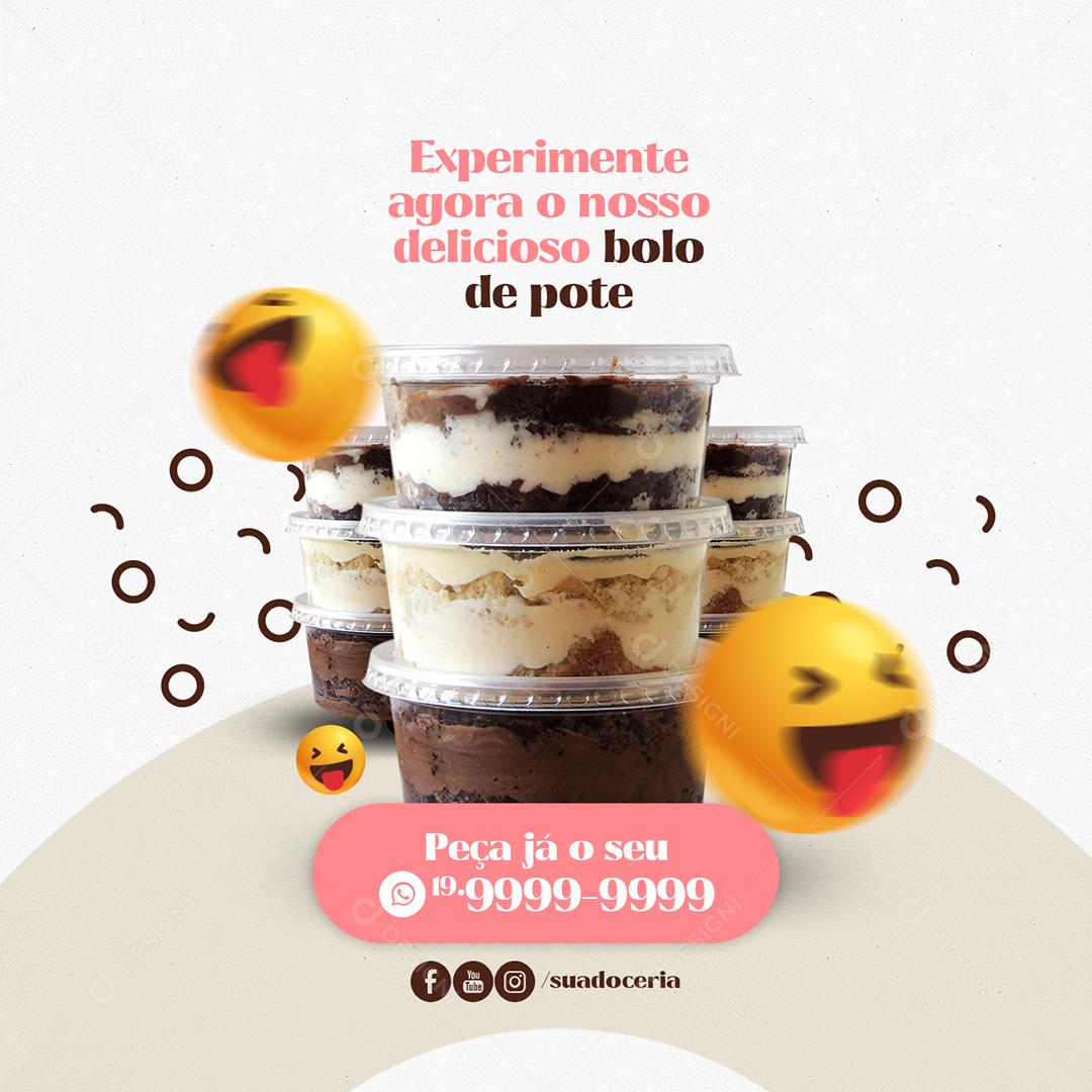 Social Media Experimente agora o Nosso Delicioso Bolo de Pote Doceria PSD Editável