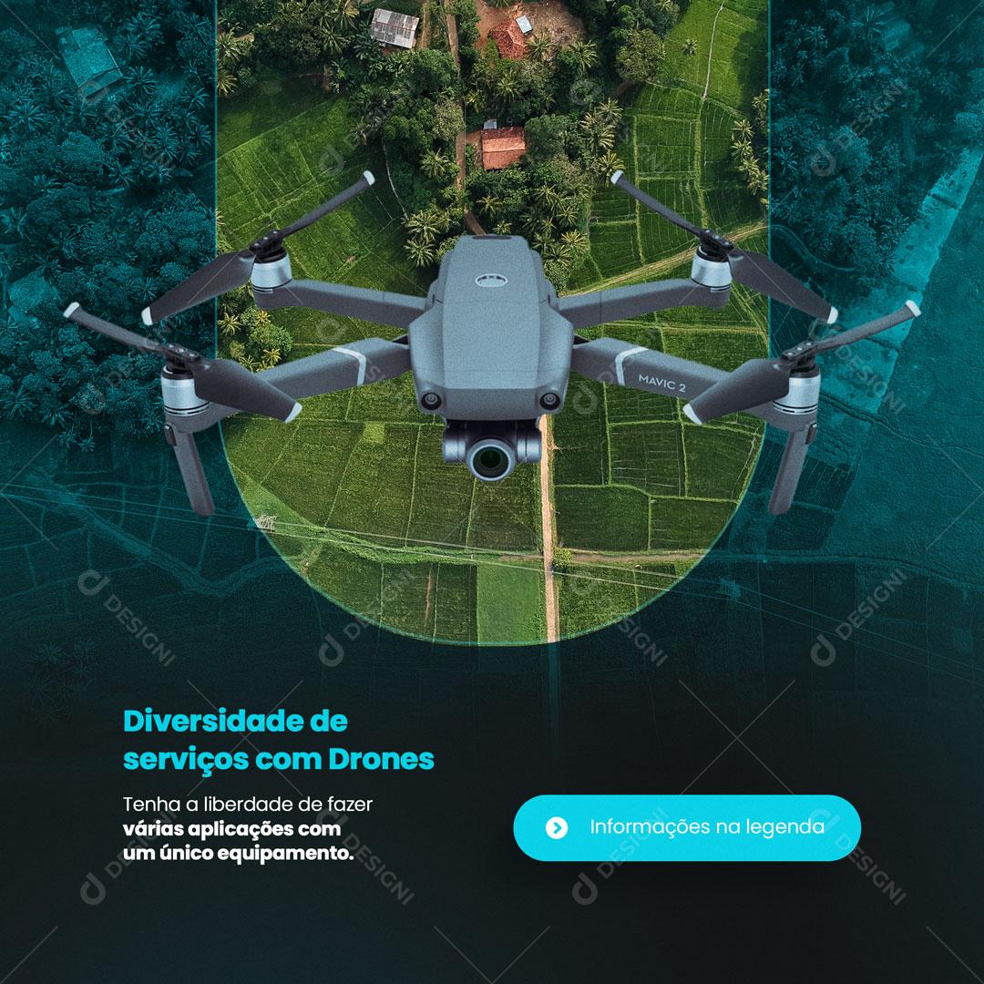 Social Media Drone Diversidade de Serviços Com Drones PSD Editável