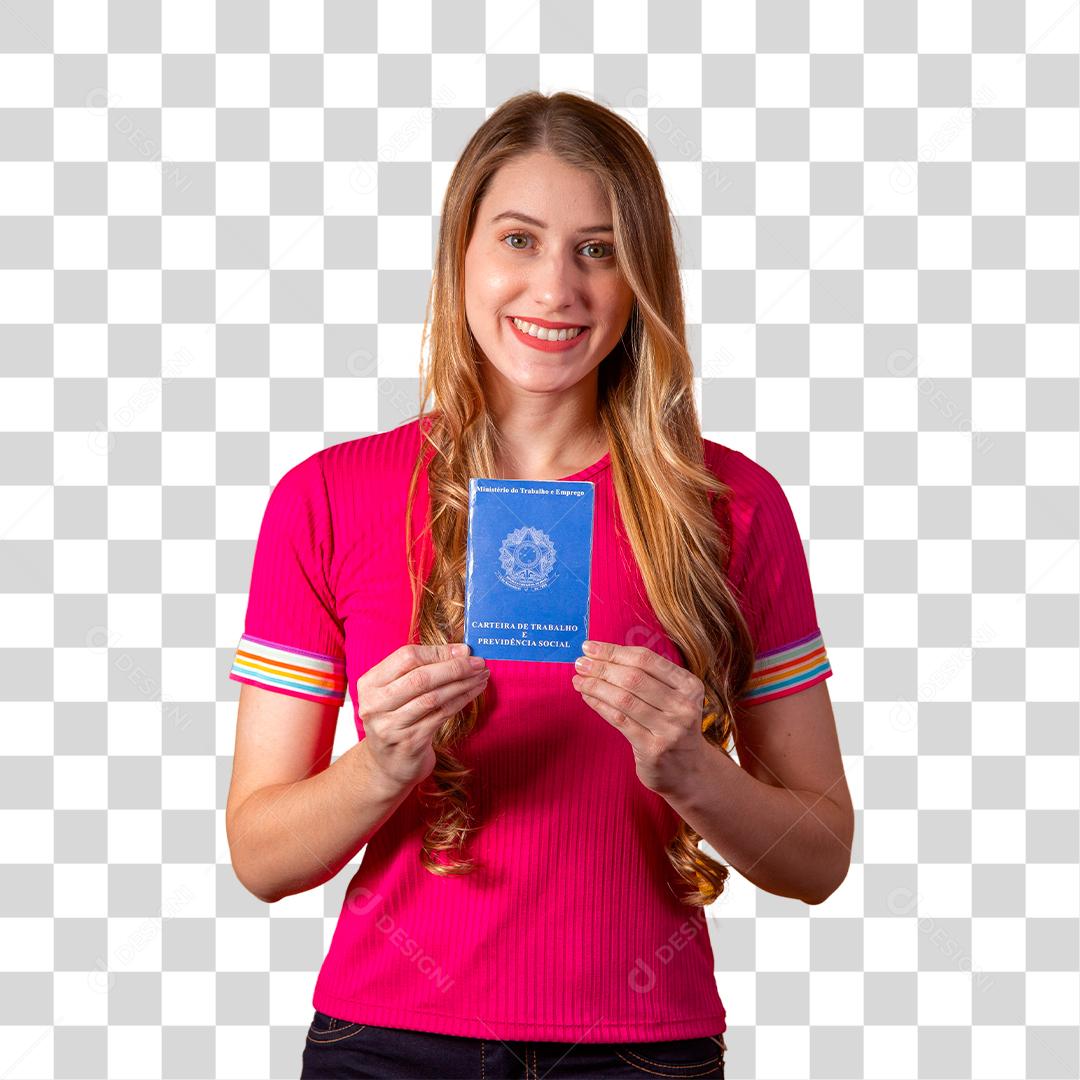 Linda Jovem Ruiva com Carteira de Trabalho