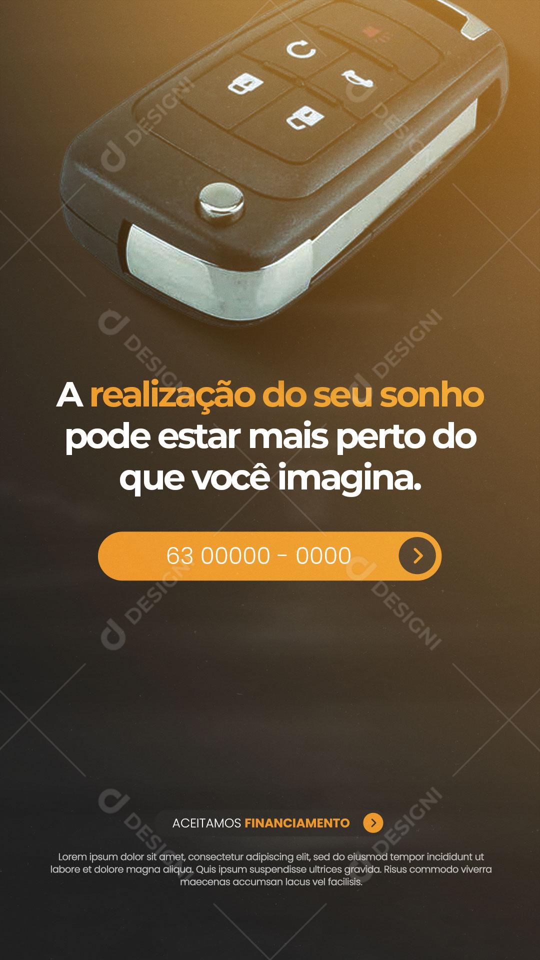 Social Media Story Concessionária Veículos Seminovos Aceitamos Financiamento PSD Editável