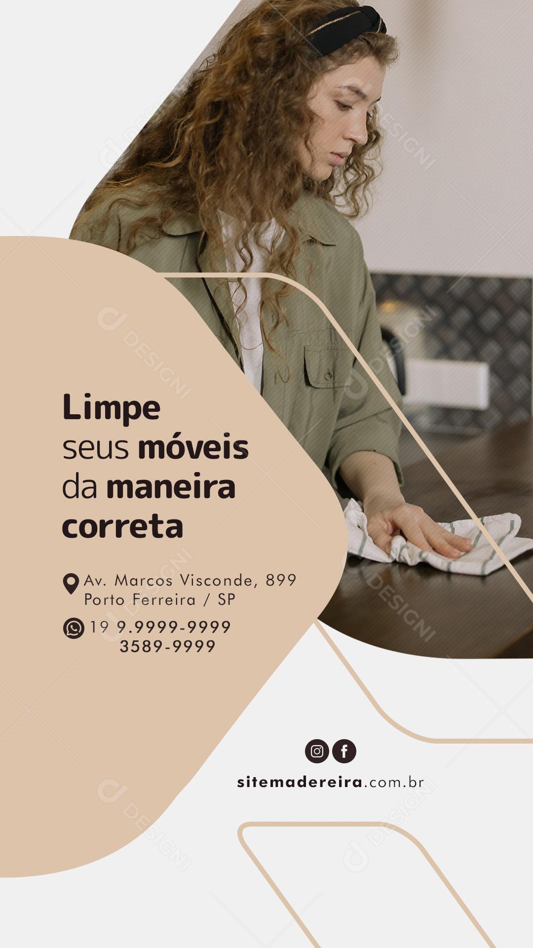 Story Limpe seus Móveis da Maneira Correta Móveis Planejados Social Media PSD Editável