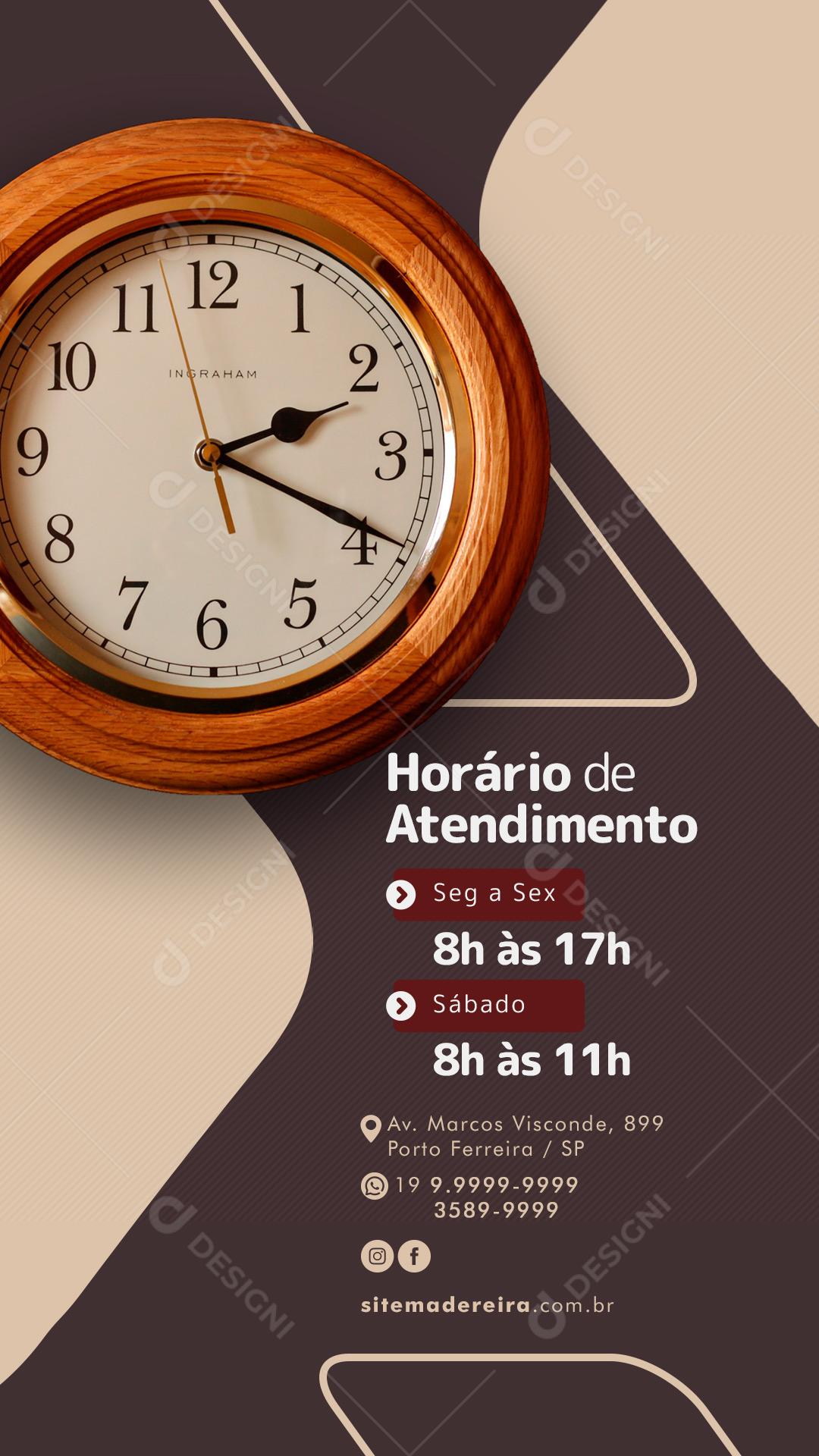 Story Horário de Atendimento Móveis Planejados Social Media PSD Editável