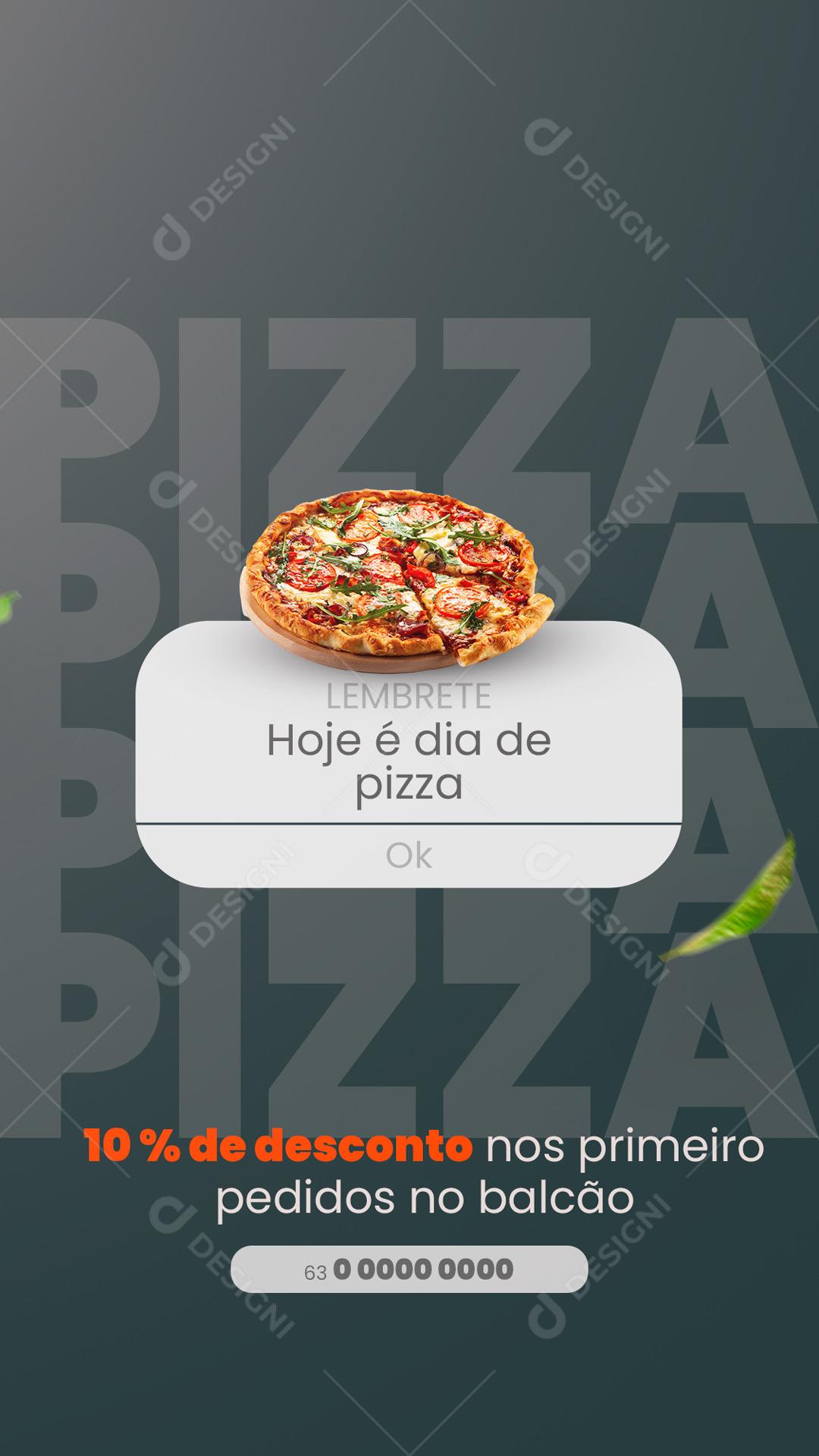 Story Lembrete Pizzaria Hoje é Dia de Pizza Social Media PSD Editável