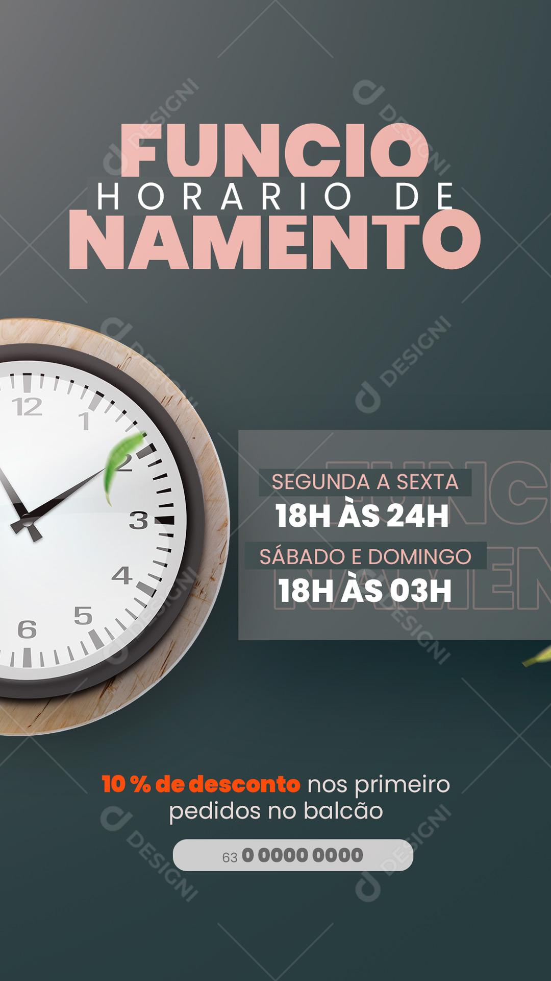 Social Media Story Pizzaria Horário de Funcionamento PSD Editável