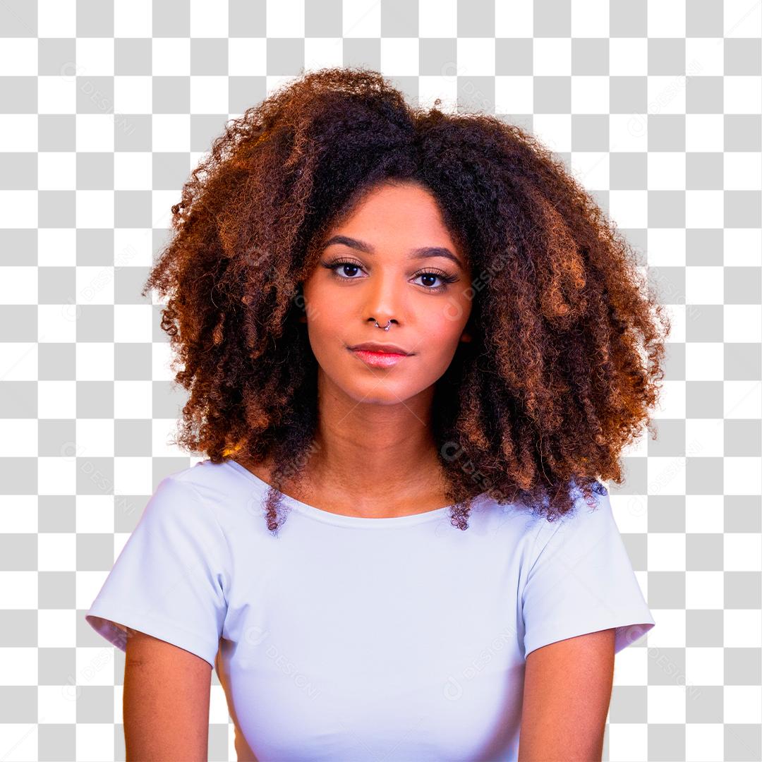 Adorável e doce jovem morena de Blusa branca