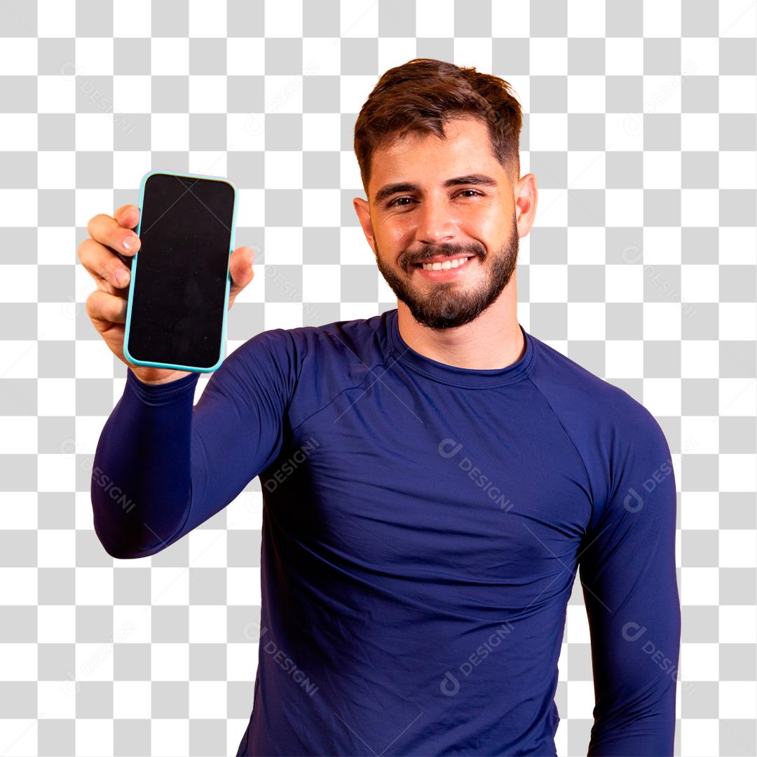 homem segurando seu celular telefone
