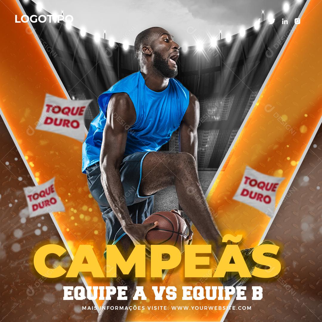 Campeãs Equipe A vs Equipe B Basquete Esportes Social Media PSD Editável