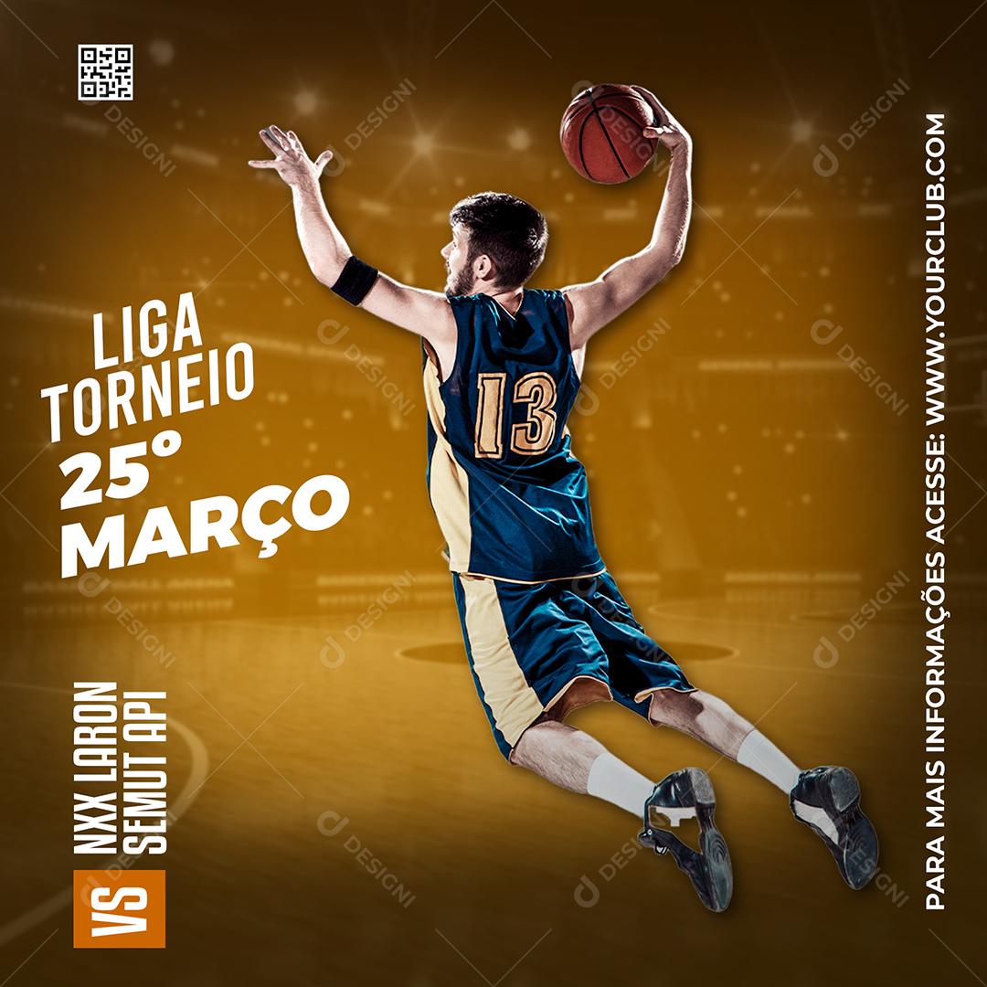 Liga Torneio Basquete Esportes Social Media PSD Editável
