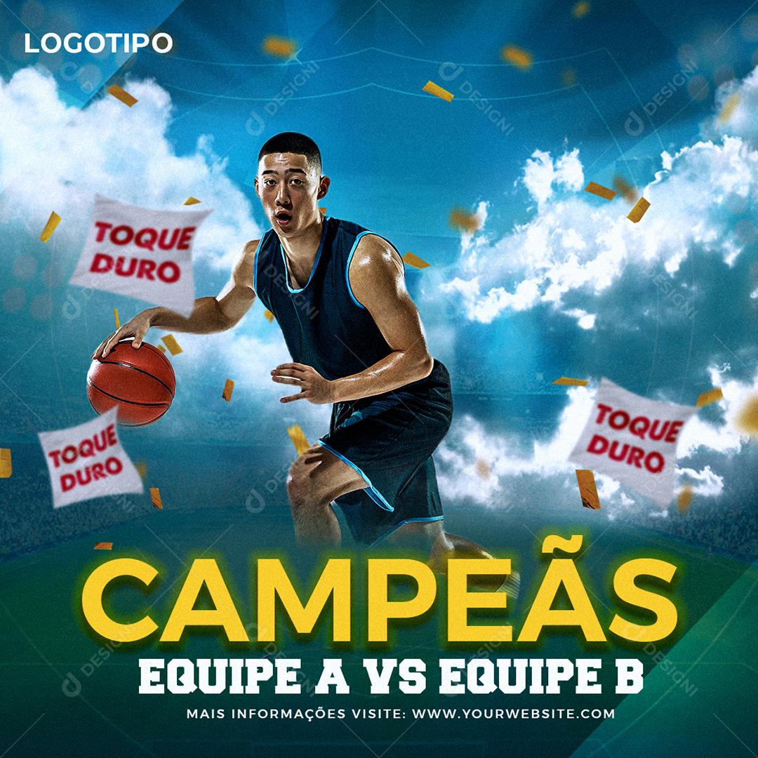 Social Media Campeãs Equipe A vs Equipe B Basquete Esportes PSD Editável