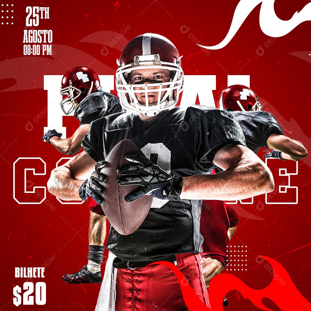 Social Media Final Combine Bilhete Futebol Americano PSD Editável
