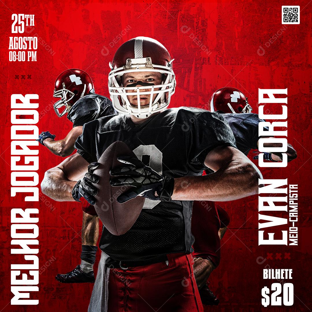 Social Media Melhor Jogador Evan Corca Futebol Americano PSD Editável